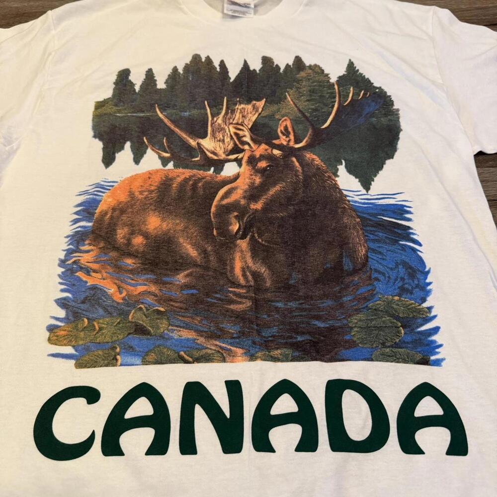Vintae moose Canada big print t shirt 90s L - Picture 4 of 6